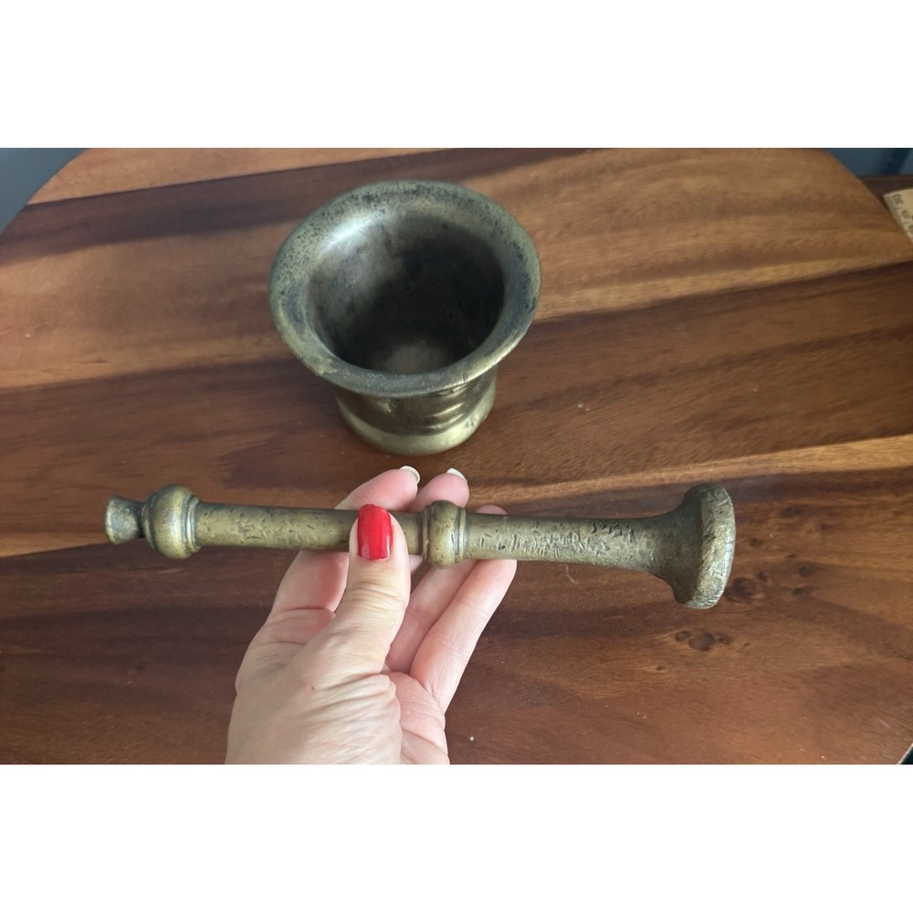 Antique European Bronze Apothecary Mortar & Pestle 17th Century Style 3lb - Picture 3 of 10